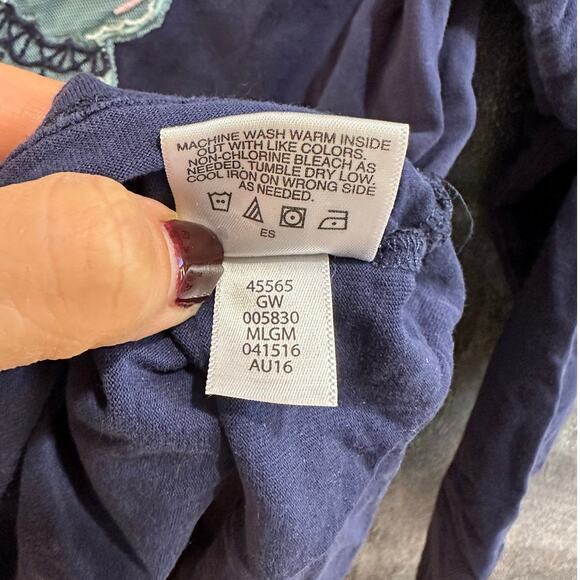 Hanna Andersson Lace Embroidered Bunny Navy Shirt 100% Cotton Size 140cm 10-12Y - Picture 6 of 6